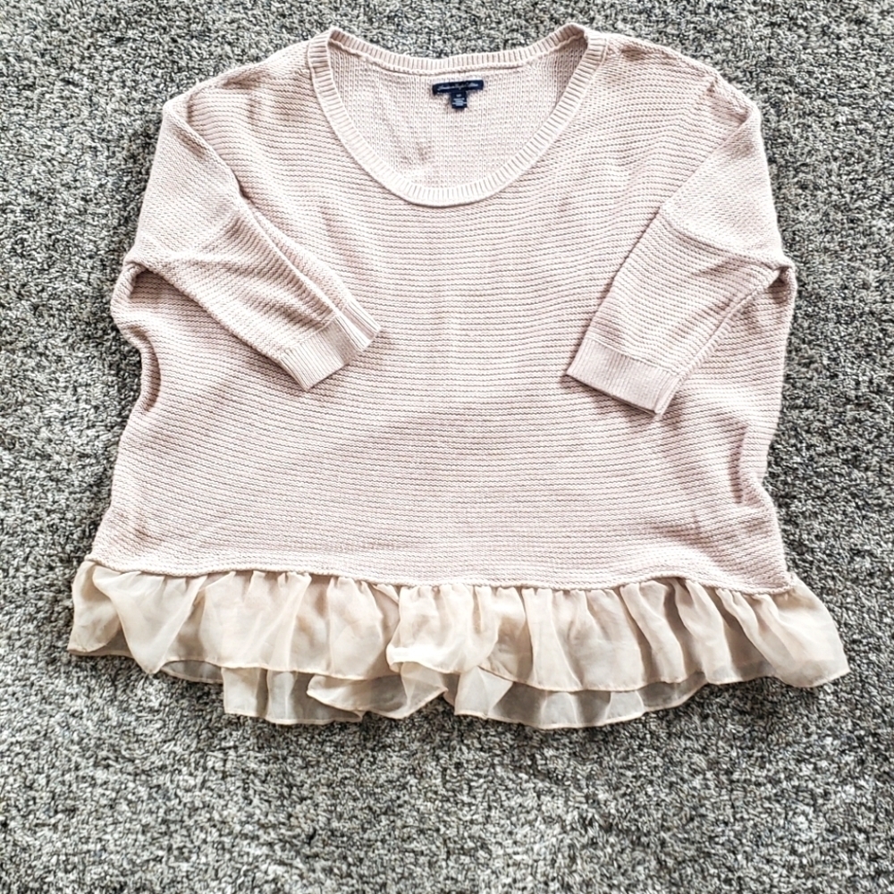 American Eagle Outfitters | Vintage Oversized Sweater with Ruffled Hem